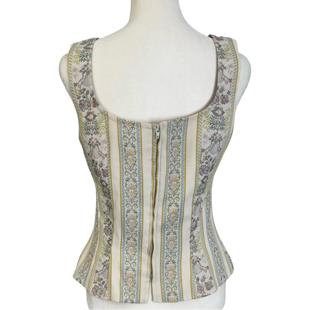 RARE Vintage Nanette Lepore Dusty Pink Tapestry Corset Top - Picture 5 of 15